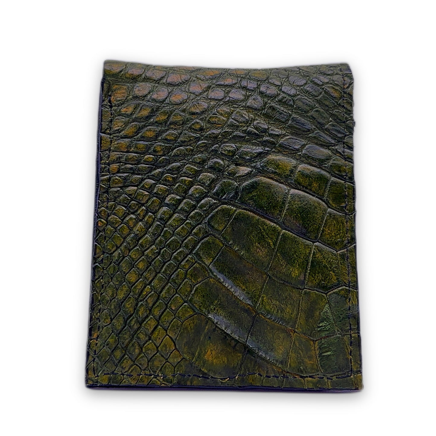 Green Alligator Leather Bifold Wallet