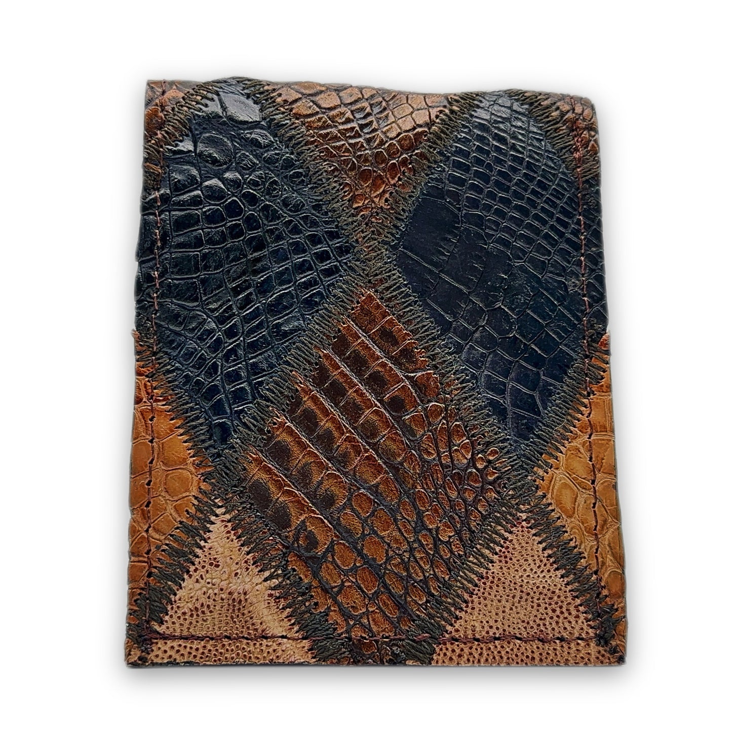 Earthtone Patchwork Alligator Wallet