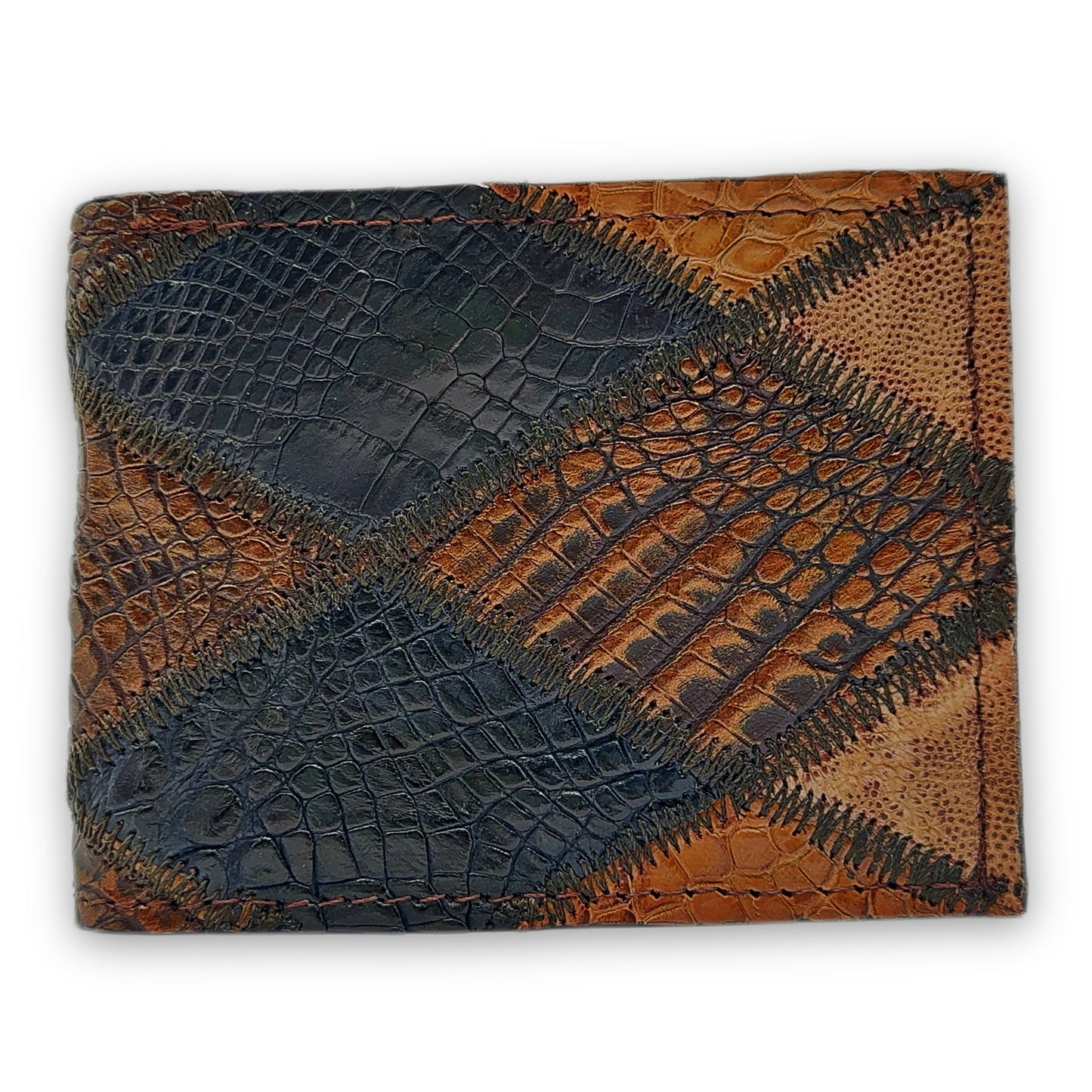 Earthtone Patchwork Alligator Wallet