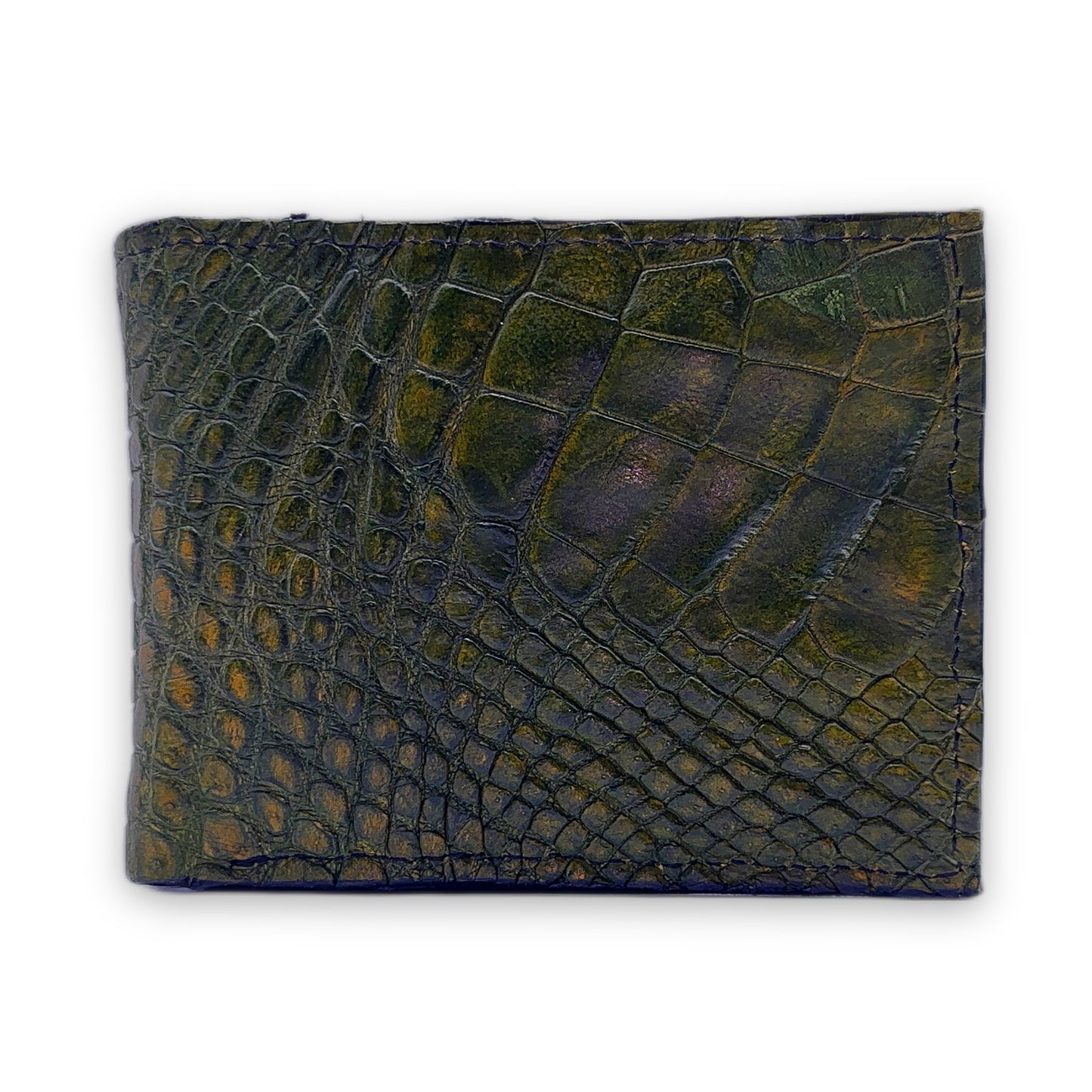 Green Alligator Leather Bifold Wallet