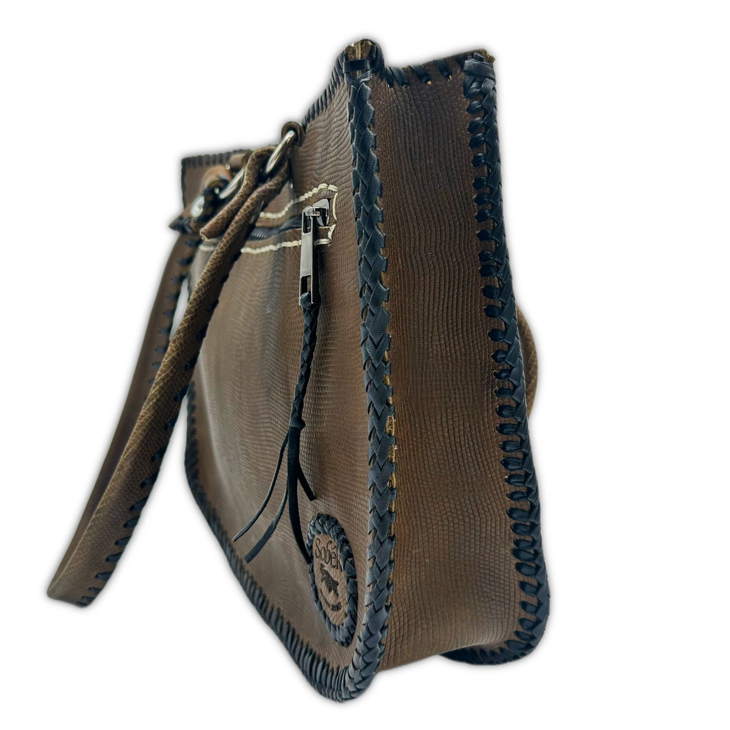Sandy Snakeskin Tote and Tassel
