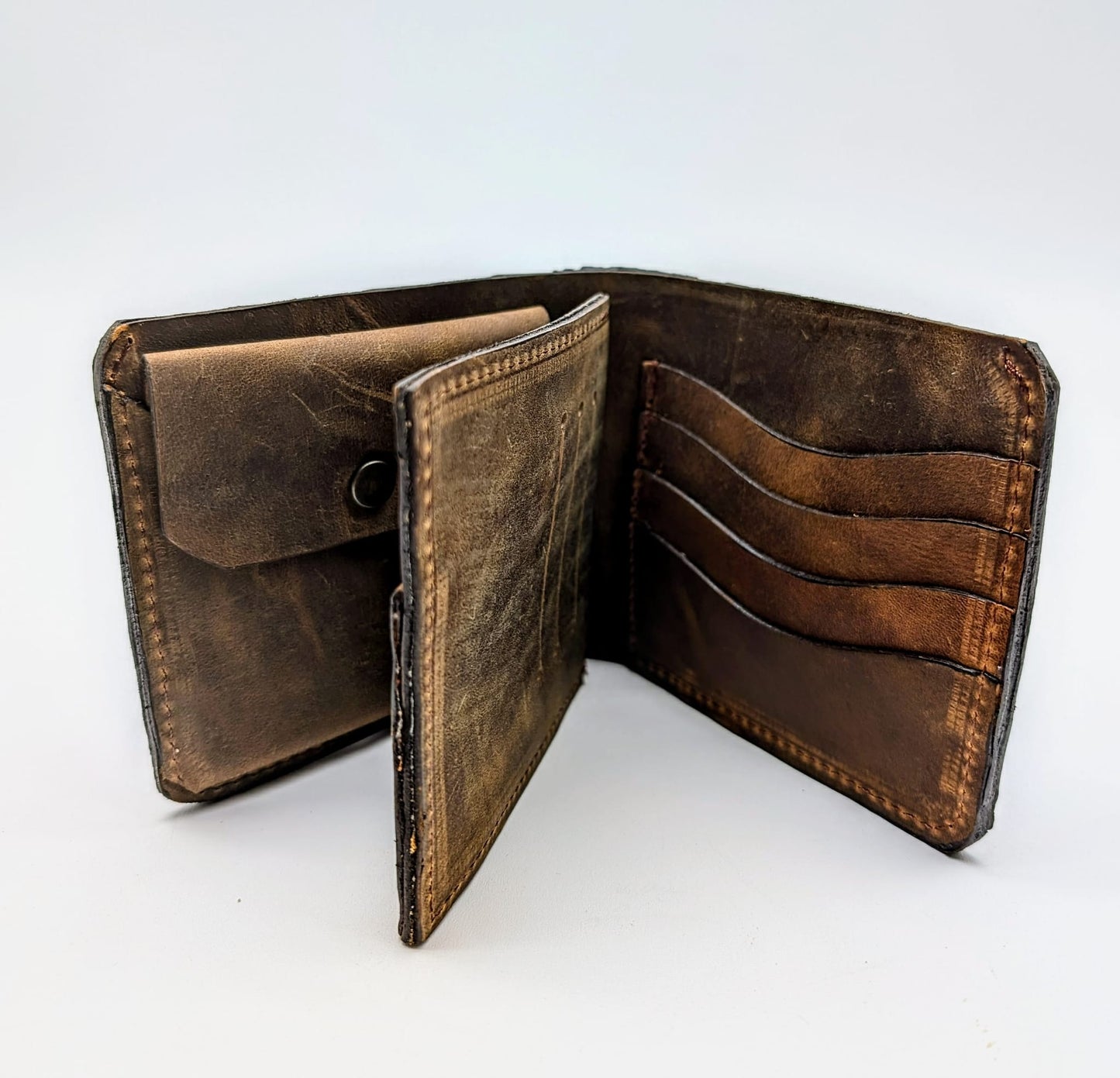 Handmade Alligator Leather Western Trifold Wallet, 7 card slot wallet, Window ID and coin holder, Western Cowboy Wallet