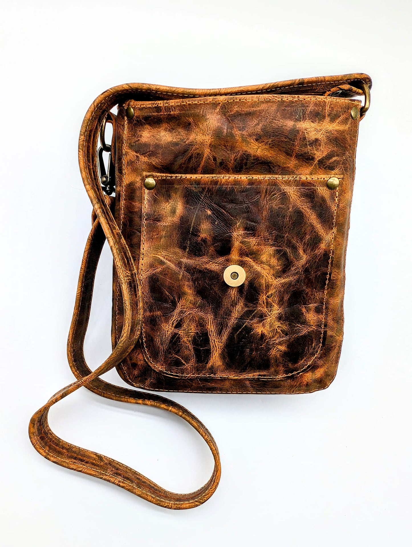 Bohemian Snakeskin Leather Hip Bag with Beaded Tassels