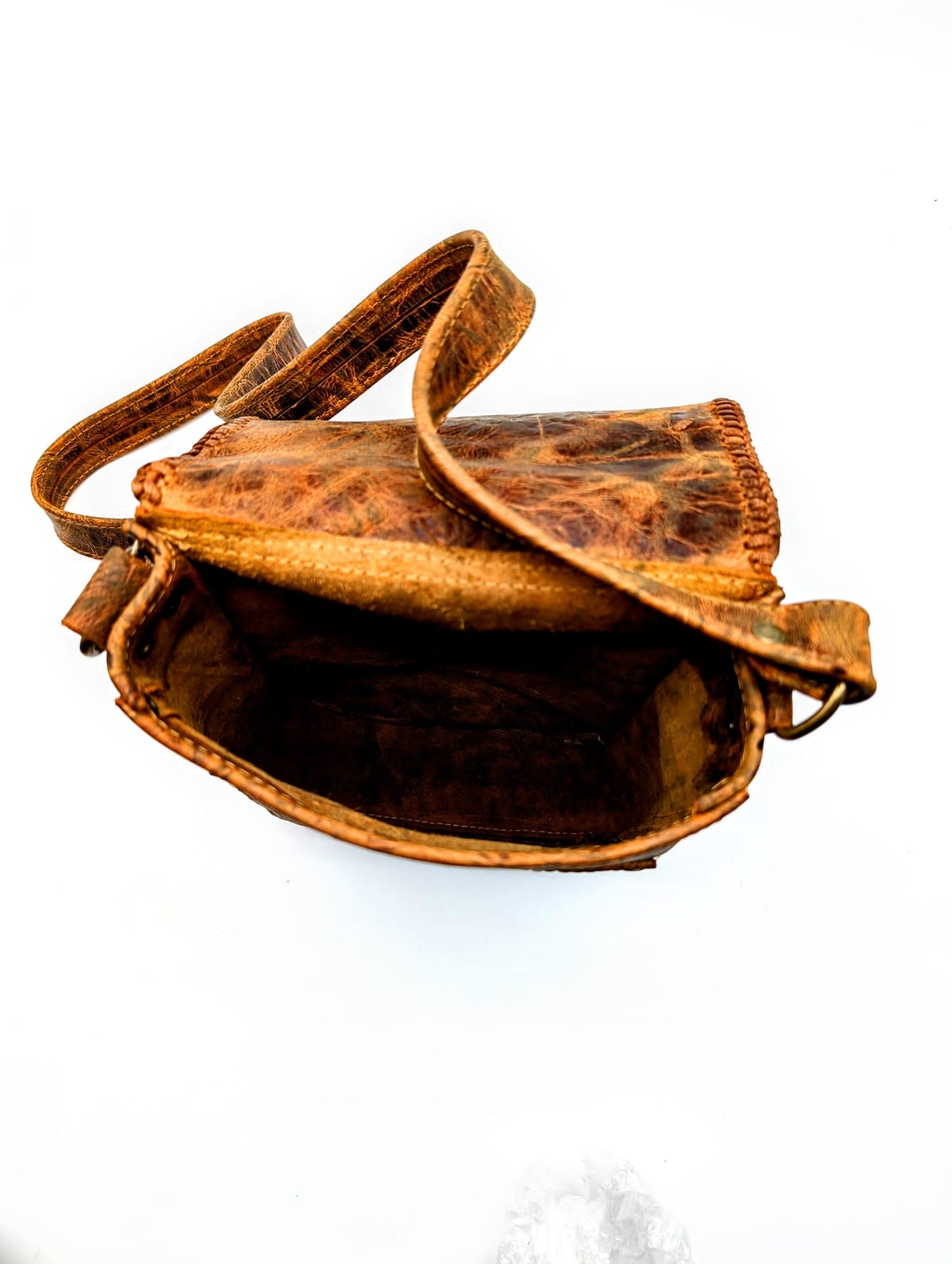 Bohemian Snakeskin Leather Hip Bag with Beaded Tassels