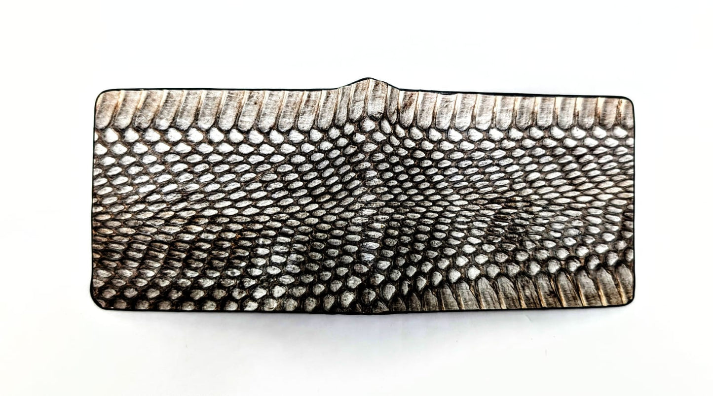 Silver Snakeskin Leather Western Wallet, Bifold Wallet, 6 card slot, Handmade Western Wallet, Cowboy Wallet
