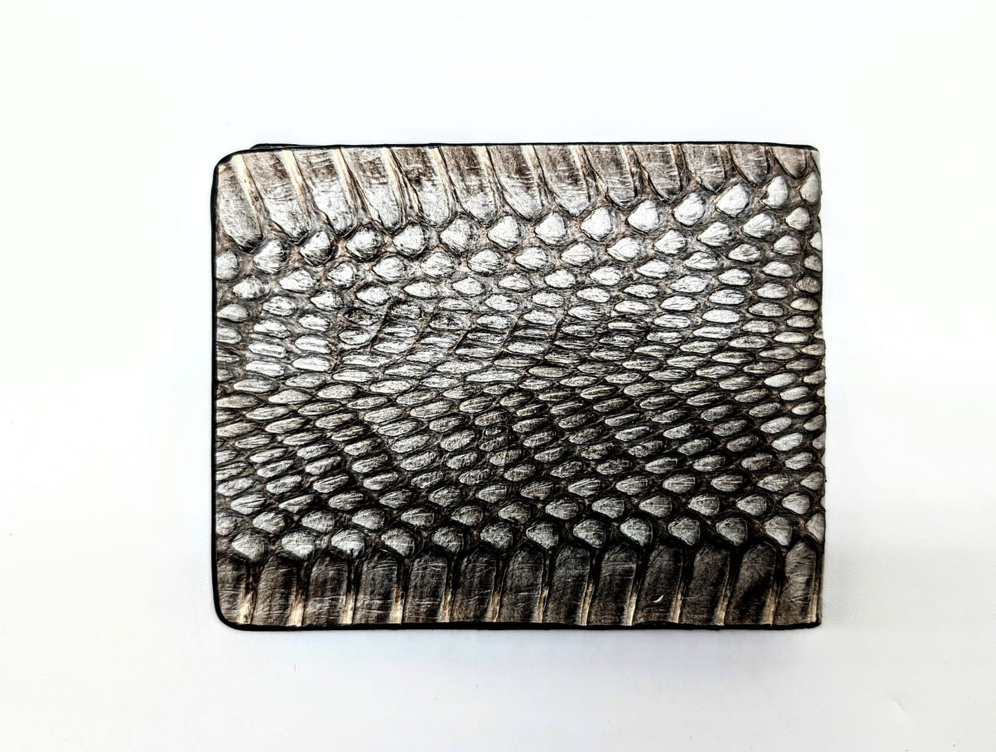 Silver Snakeskin Leather Western Wallet, Bifold Wallet, 6 card slot, Handmade Western Wallet, Cowboy Wallet