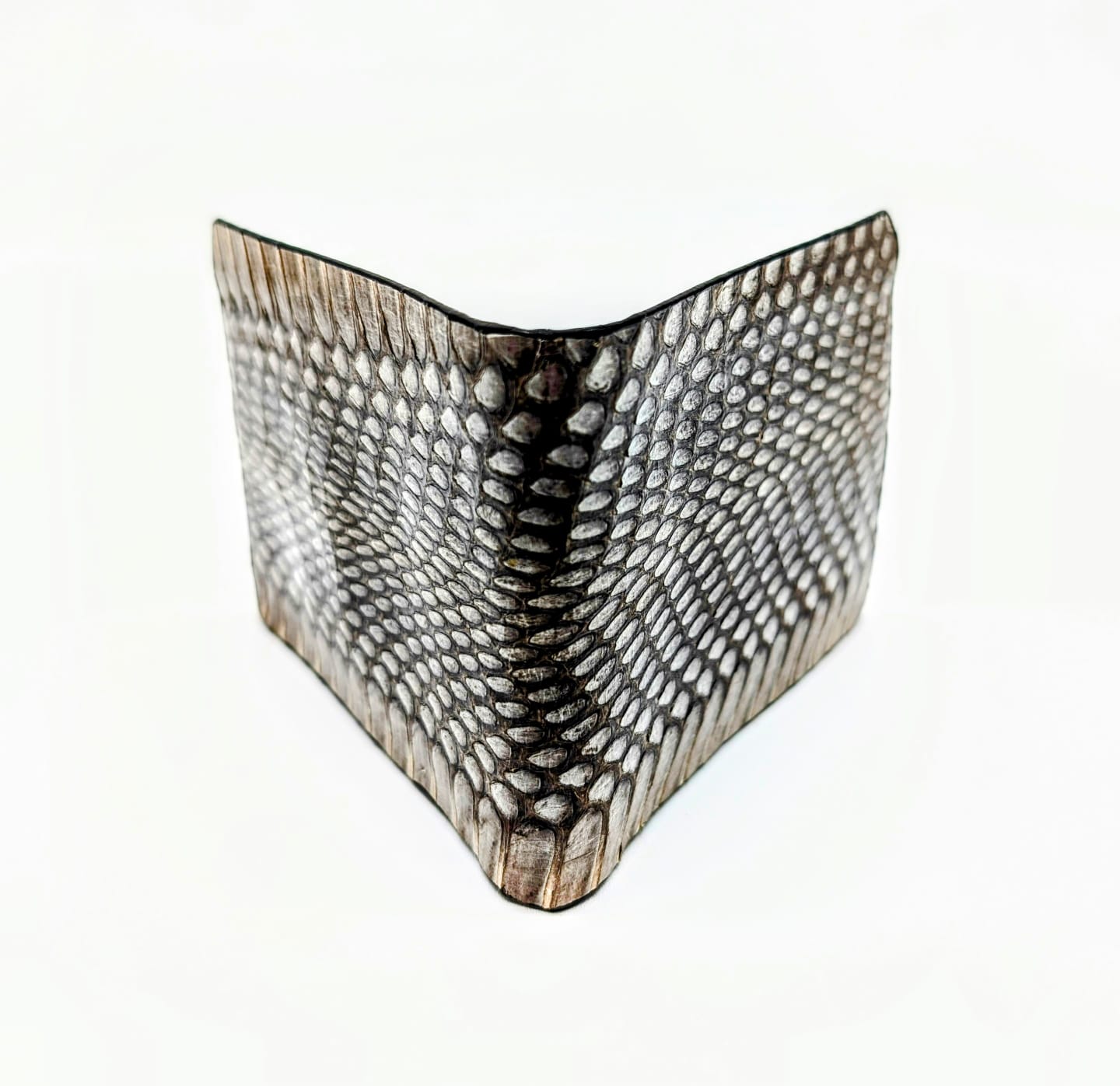 Silver Snakeskin Leather Western Wallet, Bifold Wallet, 6 card slot, Handmade Western Wallet, Cowboy Wallet
