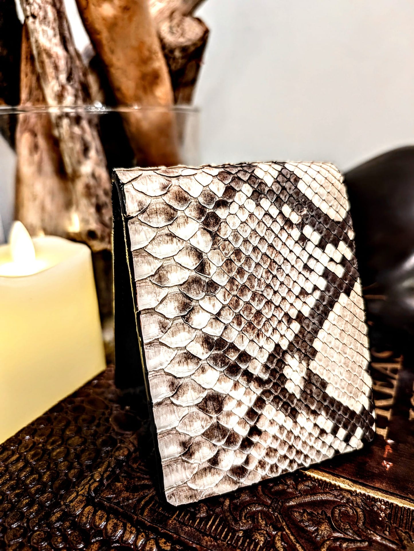 Natural Snakeskin Leather Western Wallet, Bifold Wallet, 6 card slot, Handmade Western Wallet, Cowboy Wallet