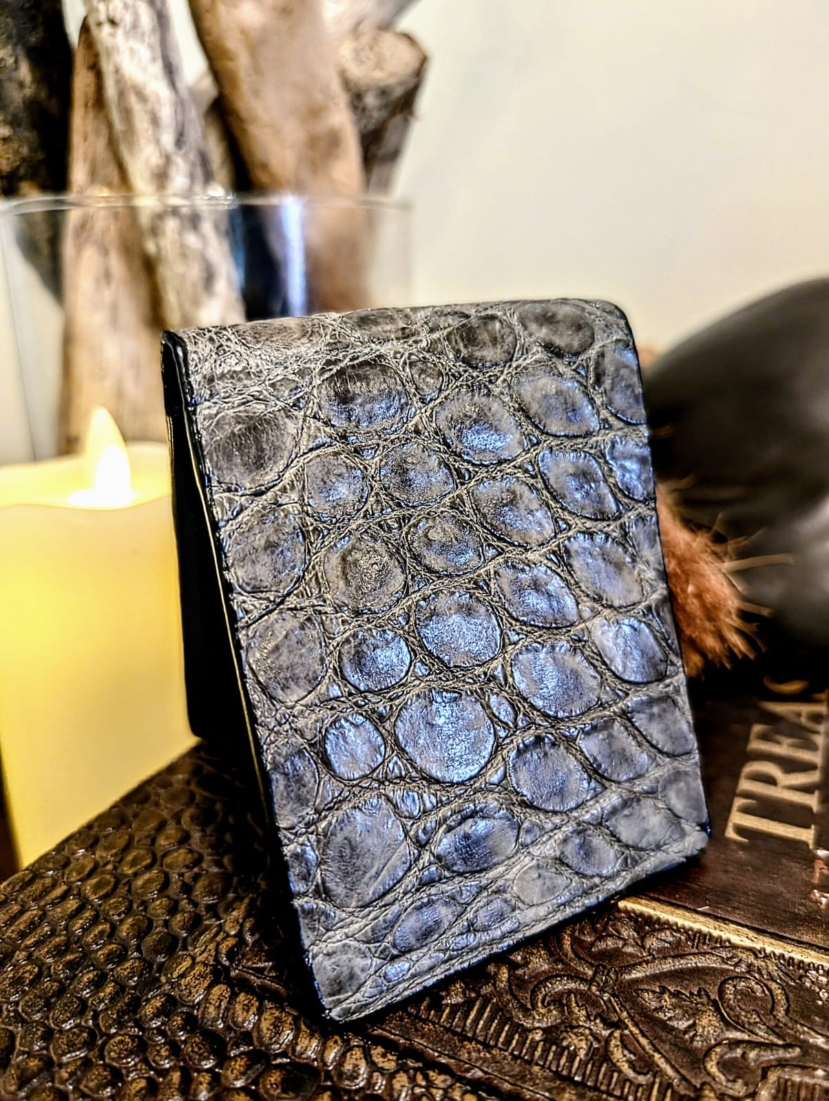 Greystone Alligator Leather Western Wallet, Bifold Wallet, 6 card slot, Handmade Western Wallet, Cowboy Wallet