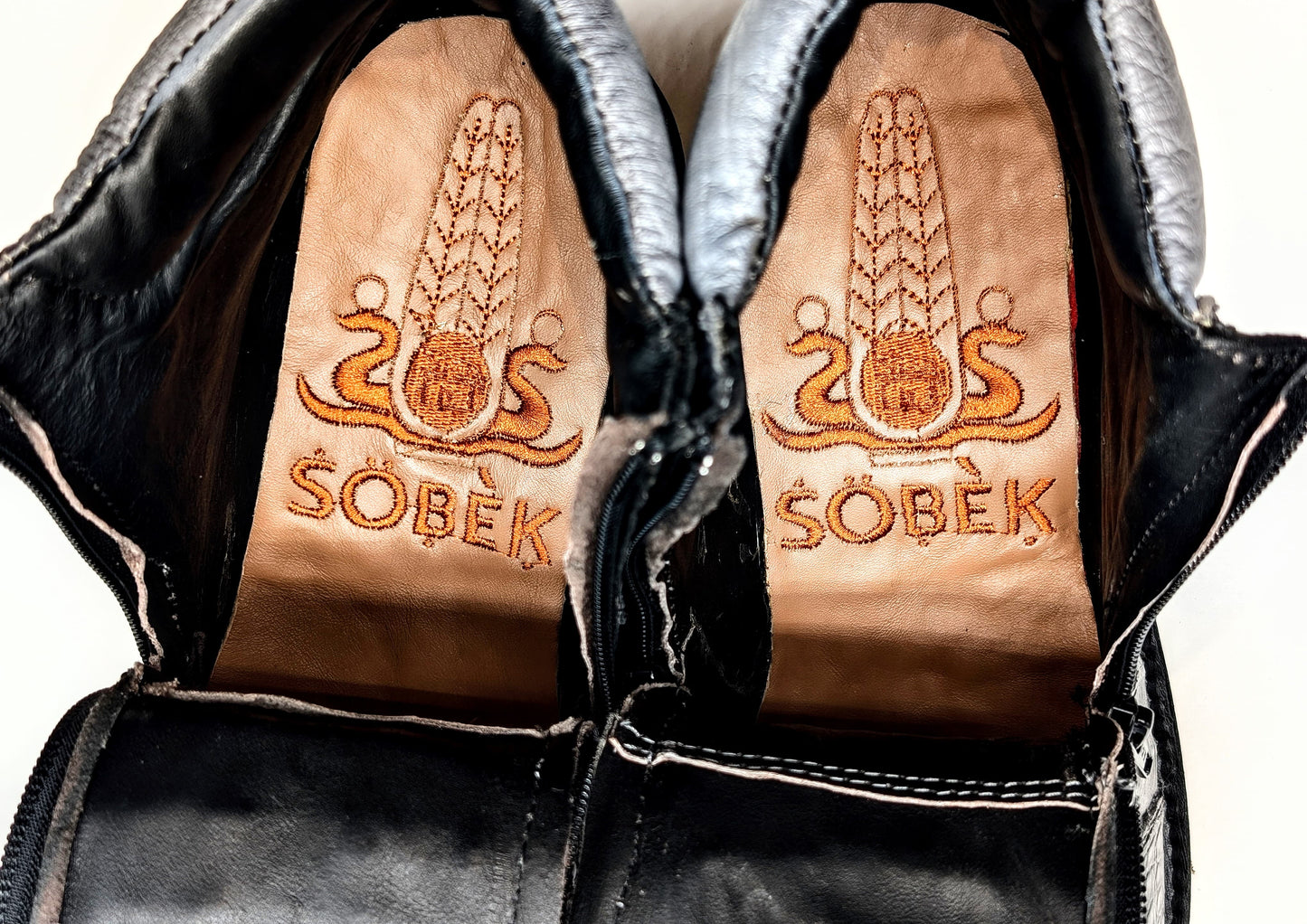 Sobek's Hornback Alligator Ostrich Ankle Boots, Chelsea Boots, Dual Zipper, Goodyear Welt, Lug Sole, Handmade Exotic Leather
