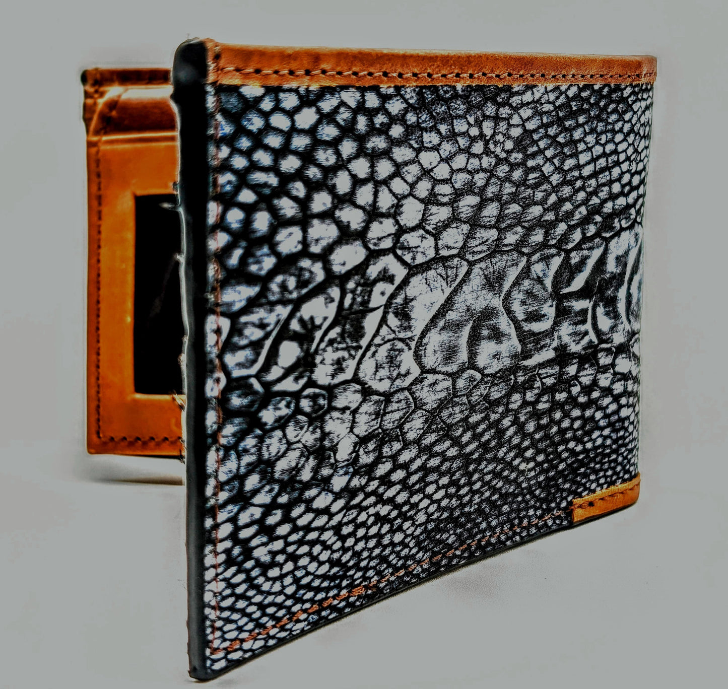 Genuine Ostrich Leg Bifold Wallet – Blue Jean Suede Finish | Handmade by Sobek