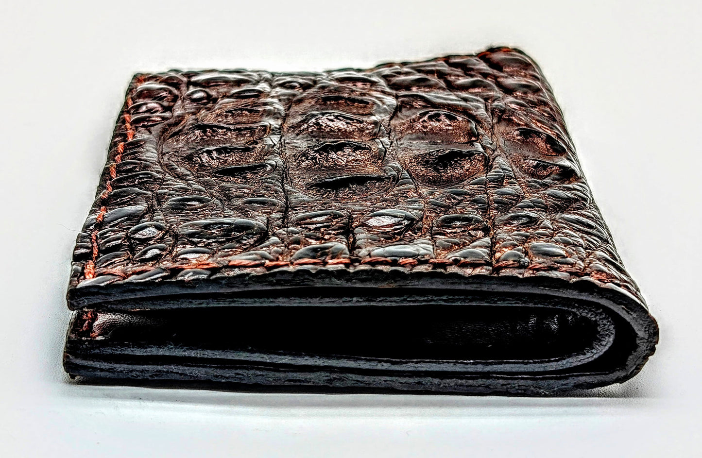 Genuine Alligator Hornback Wallet Featuring the Crown | Handmade Exotic Bifold with Alligator Interior by Sobek