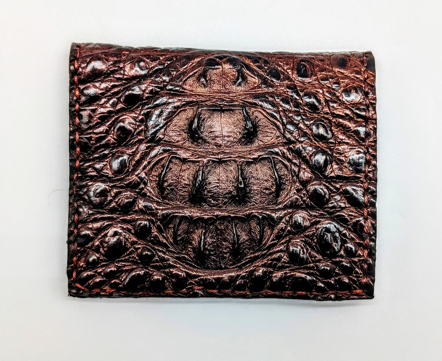 Genuine Alligator Hornback Wallet Featuring the Crown | Handmade Exotic Bifold with Alligator Interior by Sobek