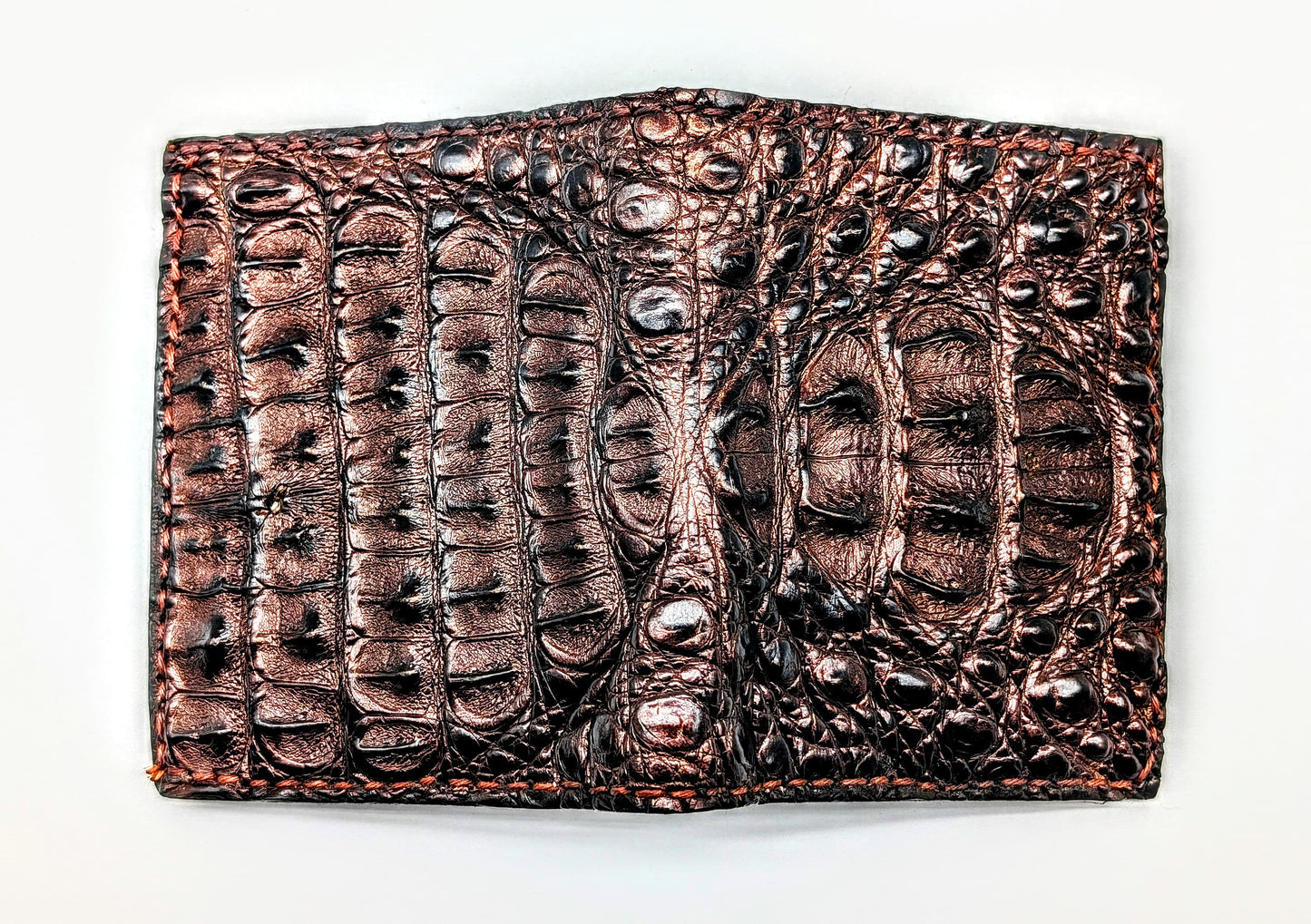 Genuine Alligator Hornback Wallet Featuring the Crown | Handmade Exotic Bifold with Alligator Interior by Sobek