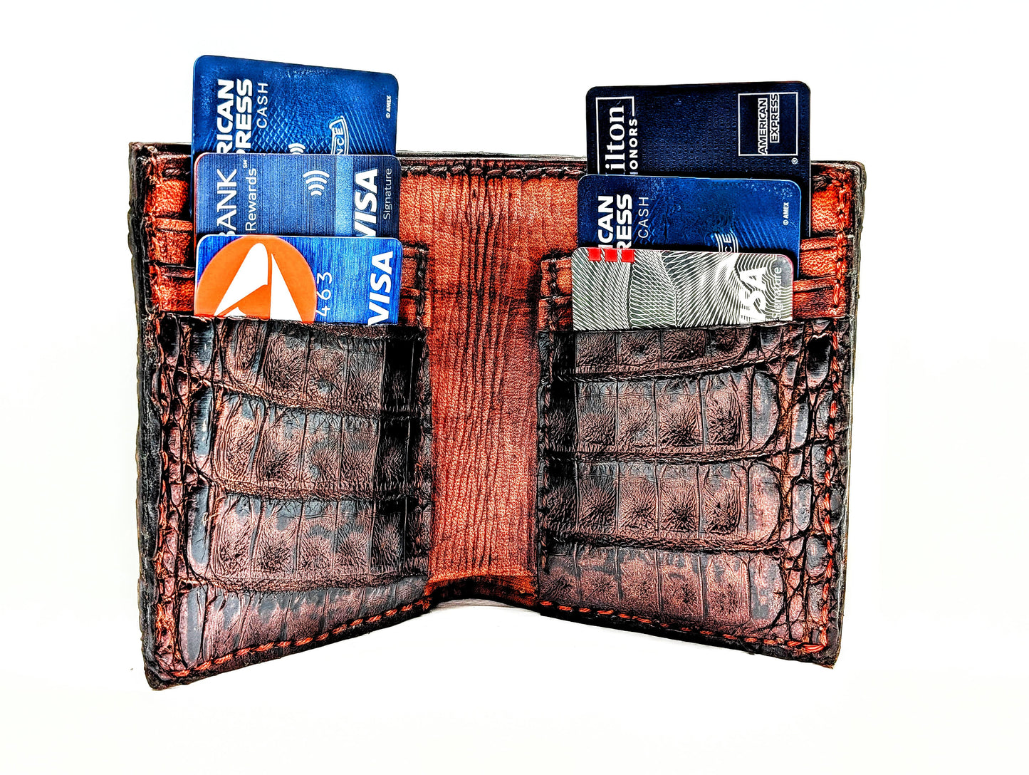 Genuine Alligator Hornback Wallet Featuring the Crown | Handmade Exotic Bifold with Alligator Interior by Sobek