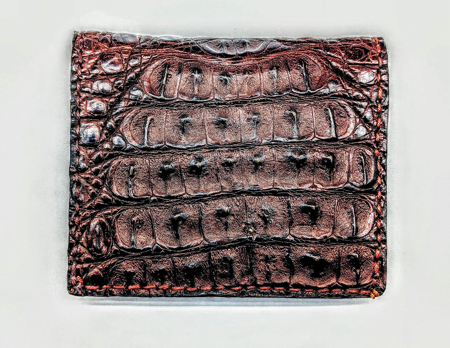 Genuine Alligator Hornback Wallet Featuring the Crown | Handmade Exotic Bifold with Alligator Interior by Sobek