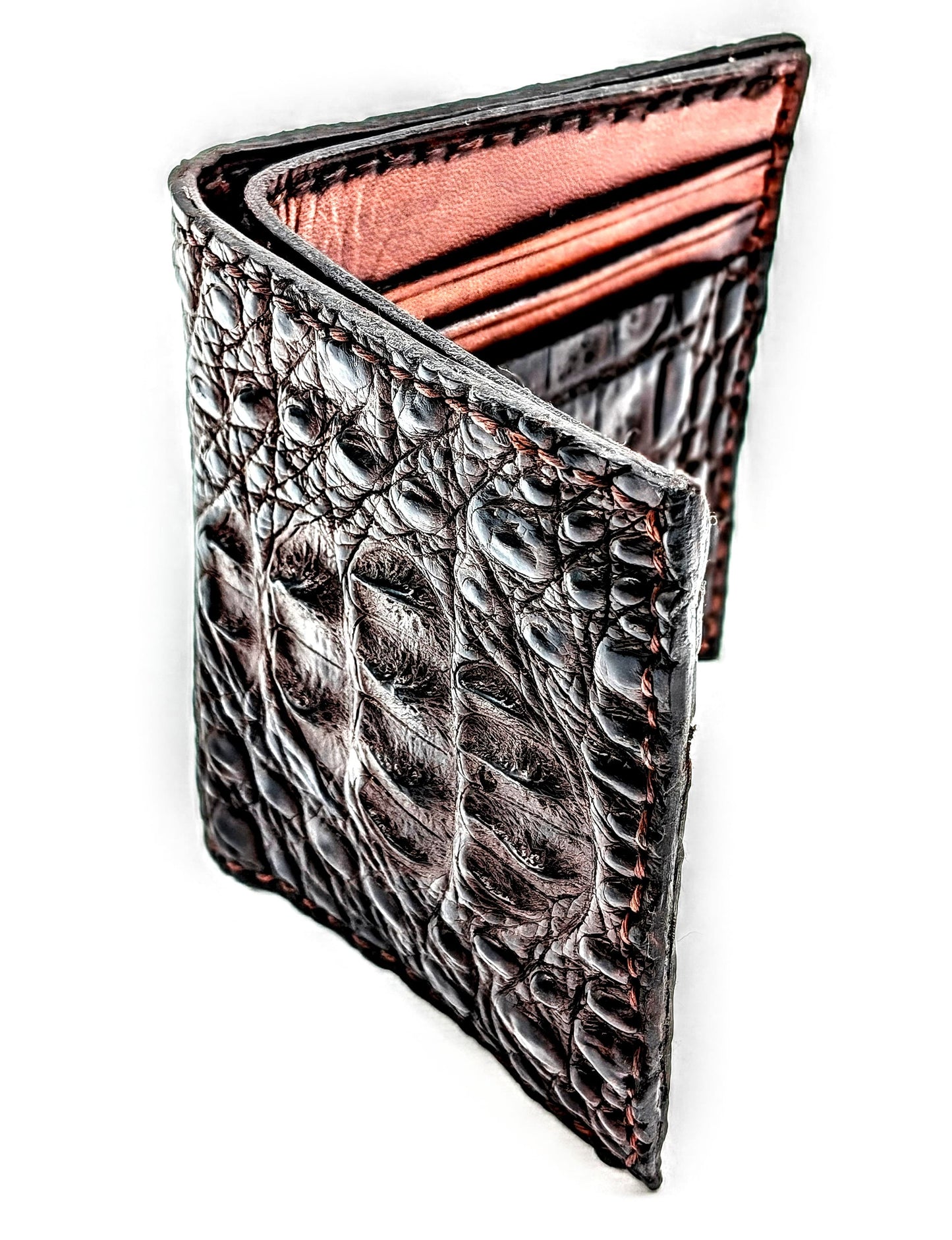 Genuine Alligator Hornback Wallet Featuring the Crown | Handmade Exotic Bifold with Alligator Interior by Sobek