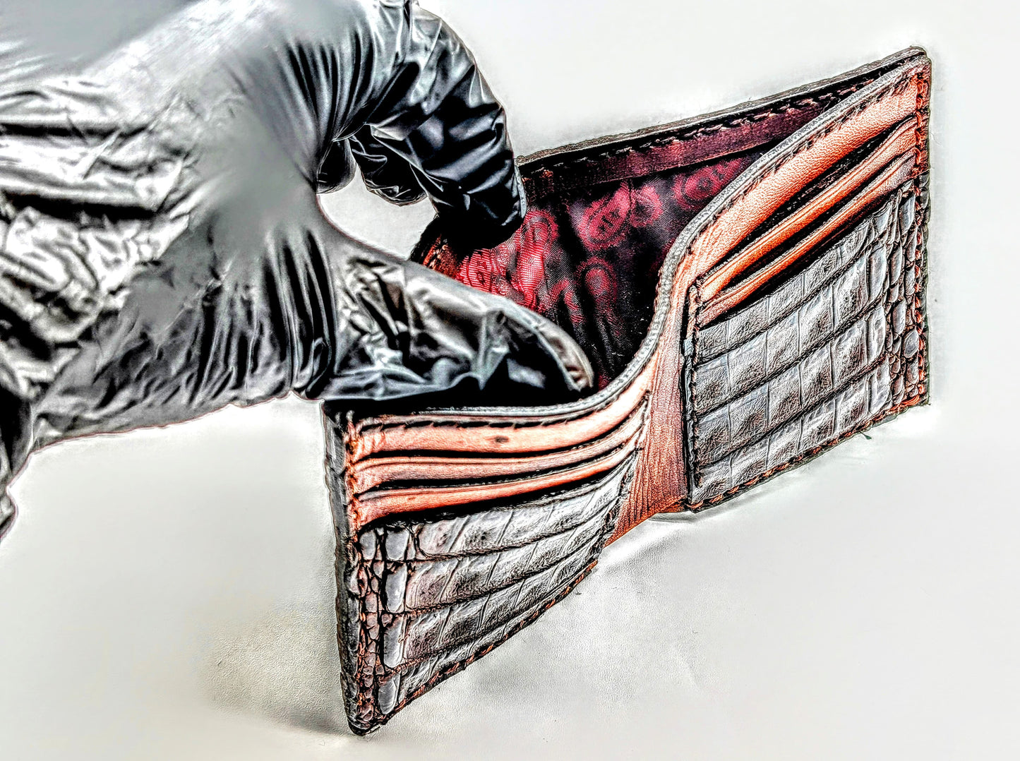 Genuine Alligator Hornback Wallet Featuring the Crown | Handmade Exotic Bifold with Alligator Interior by Sobek