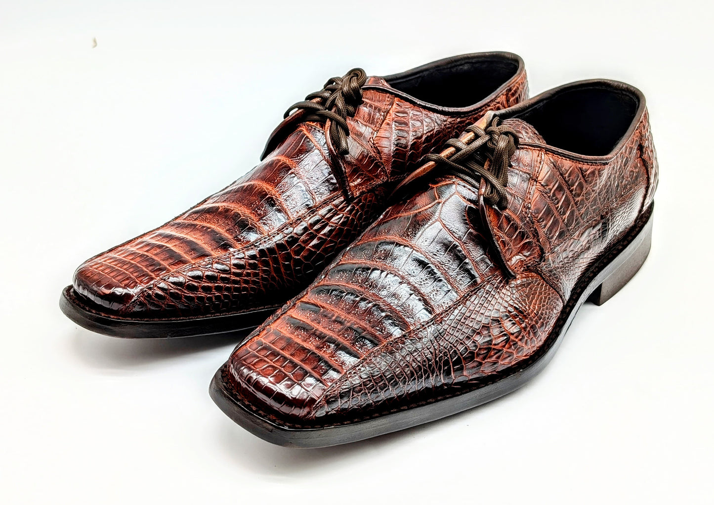 Handmade Alligator Leather Oxford Dress Shoes Tobacco Brown
