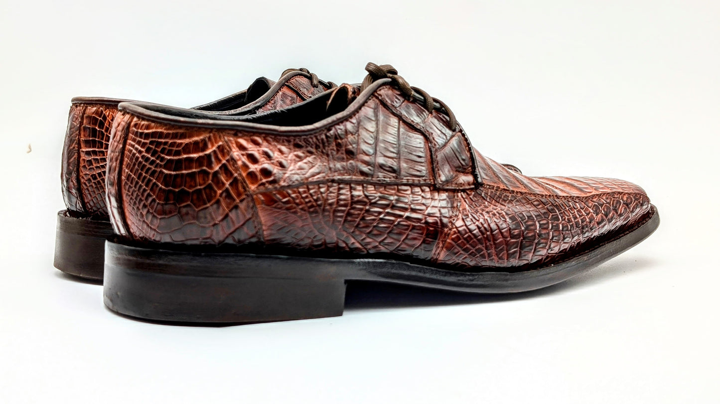 Handmade Alligator Leather Oxford Dress Shoes Tobacco Brown