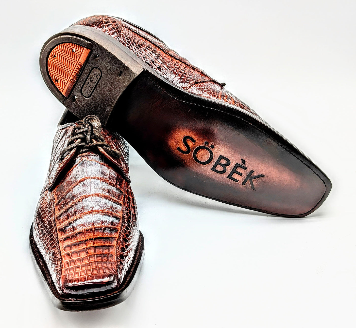 Handmade Alligator Leather Oxford Dress Shoes Tobacco Brown