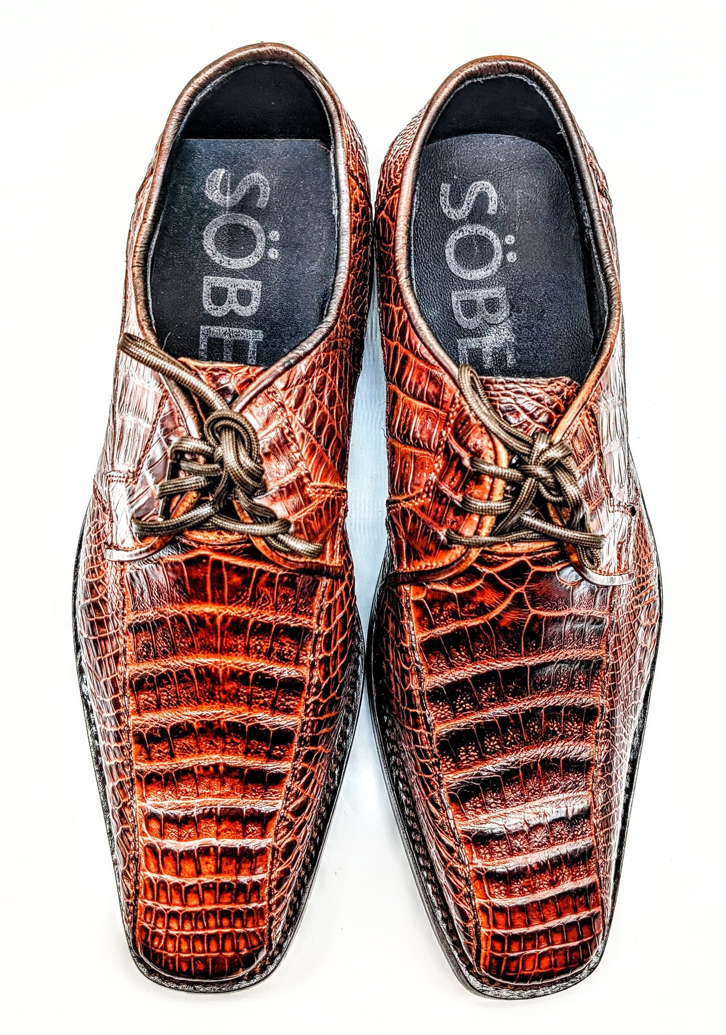 Handmade Alligator Leather Oxford Dress Shoes Tobacco Brown