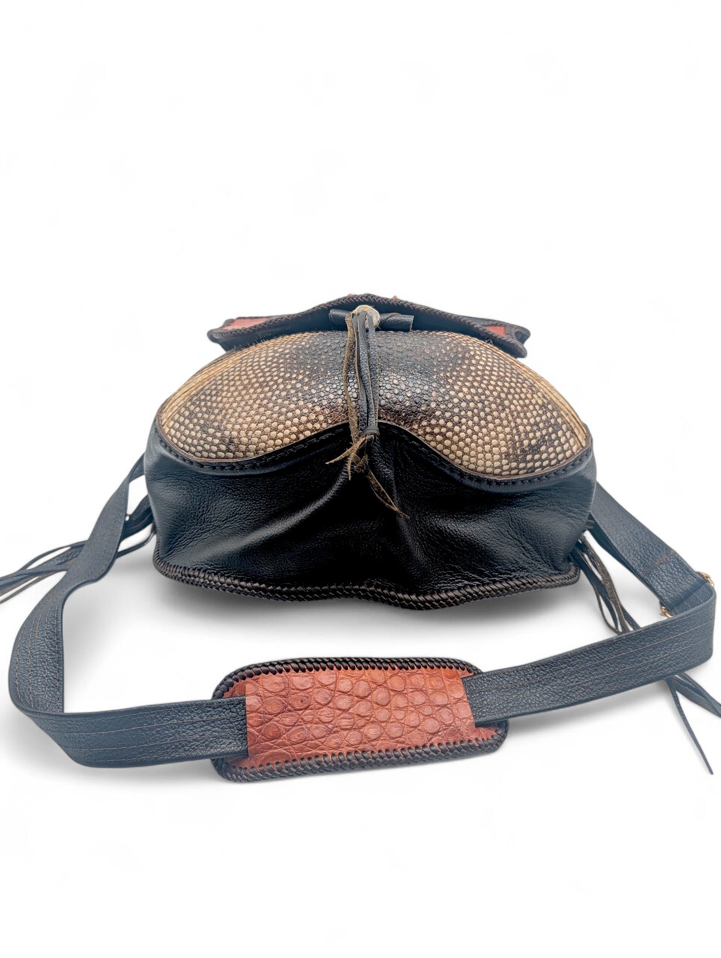 Artisan Armadillo Shell Bag with Alligator Hornback Crown, Turquoise & Antler – One of a Kind