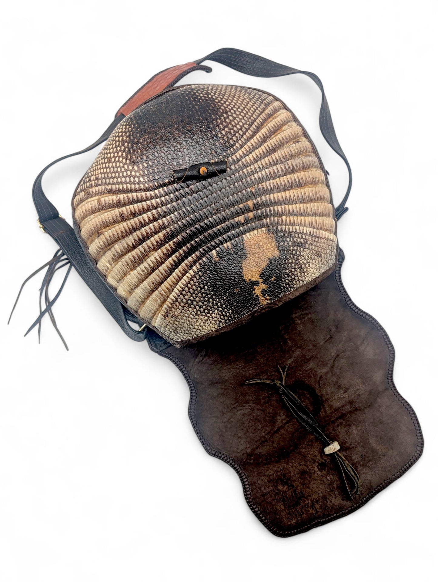 Artisan Armadillo Shell Bag with Alligator Hornback Crown, Turquoise & Antler – One of a Kind