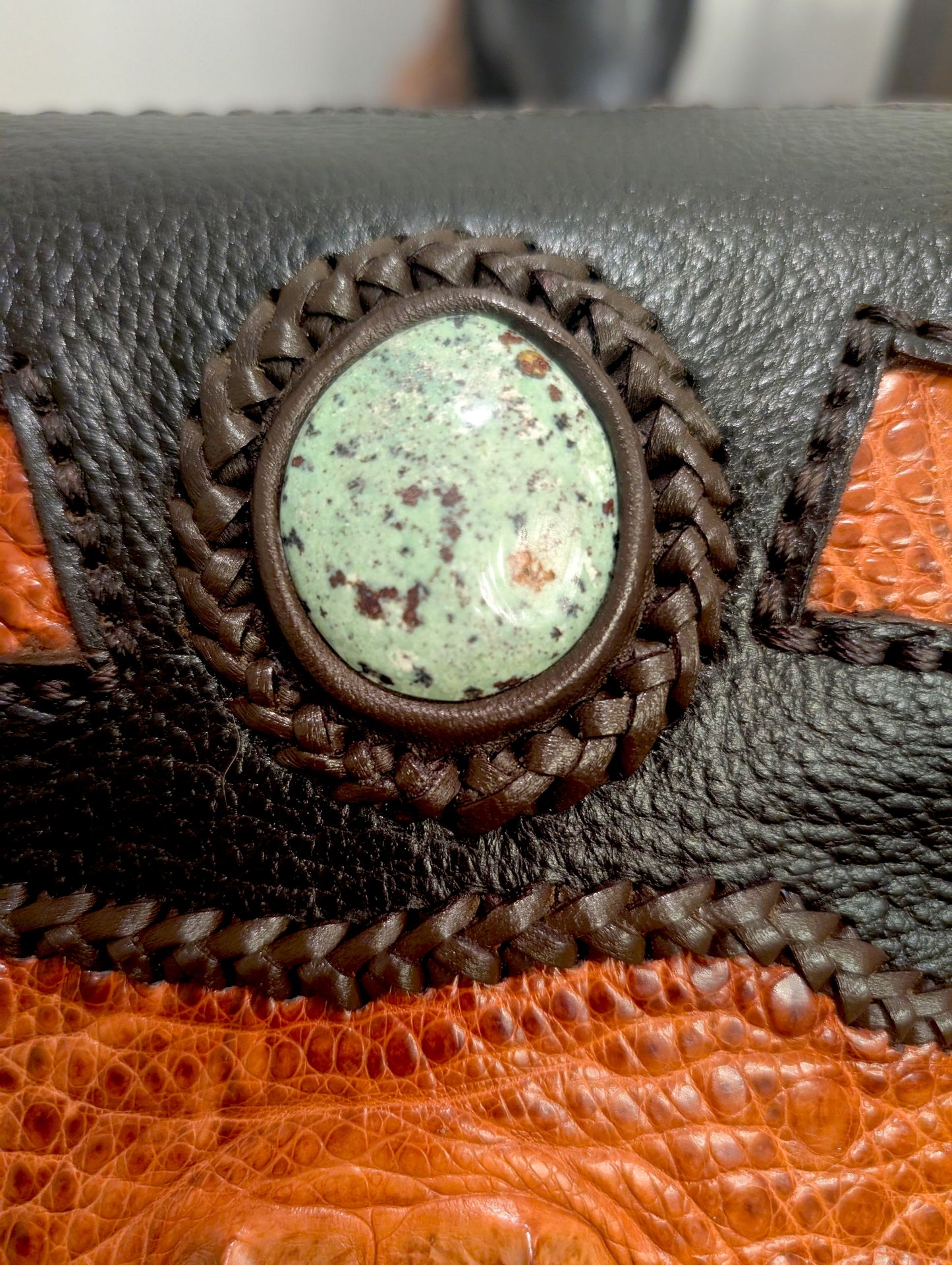 Artisan Armadillo Shell Bag with Alligator Hornback Crown, Turquoise & Antler – One of a Kind