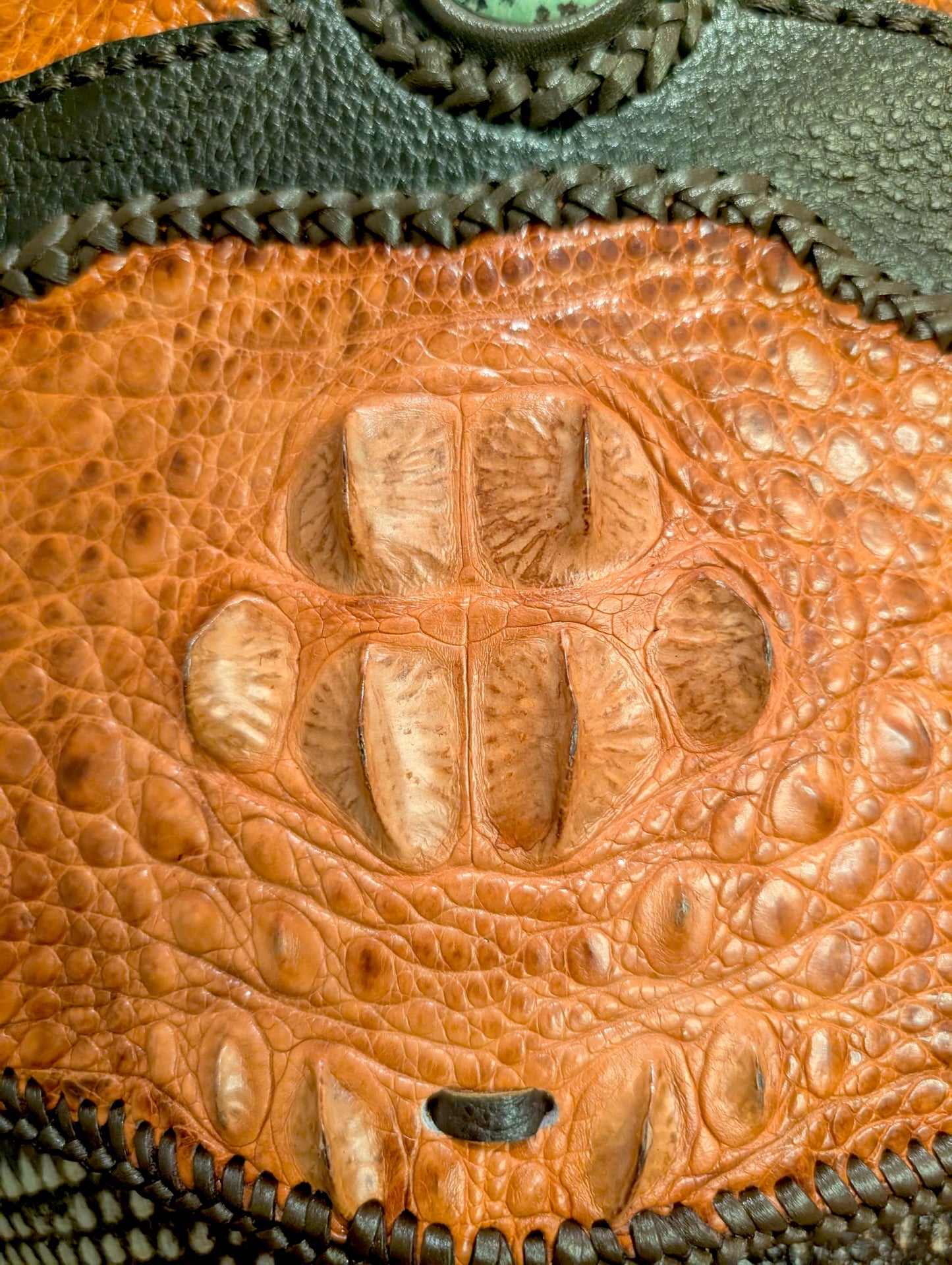 Artisan Armadillo Shell Bag with Alligator Hornback Crown, Turquoise & Antler – One of a Kind