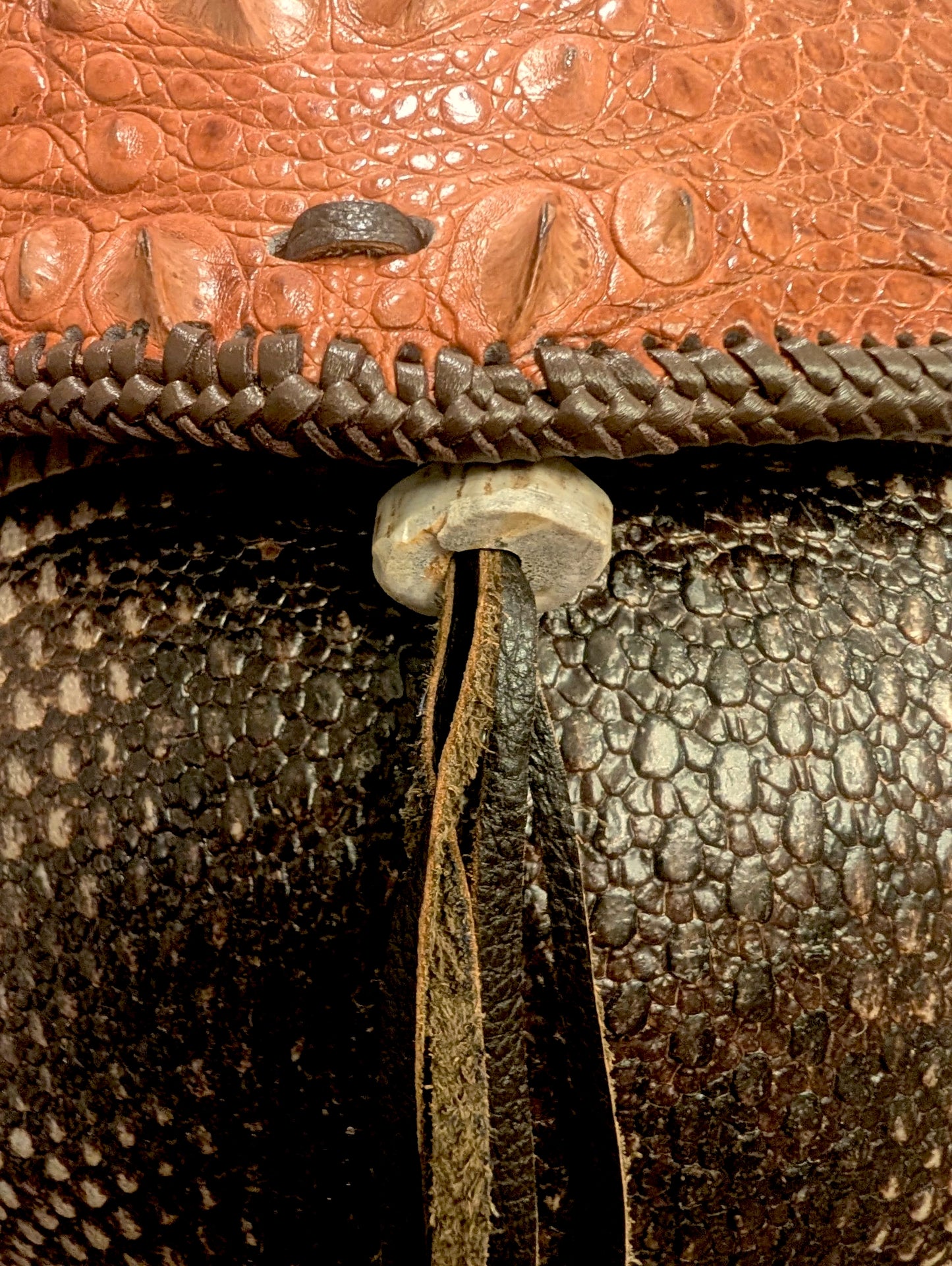 Artisan Armadillo Shell Bag with Alligator Hornback Crown, Turquoise & Antler – One of a Kind