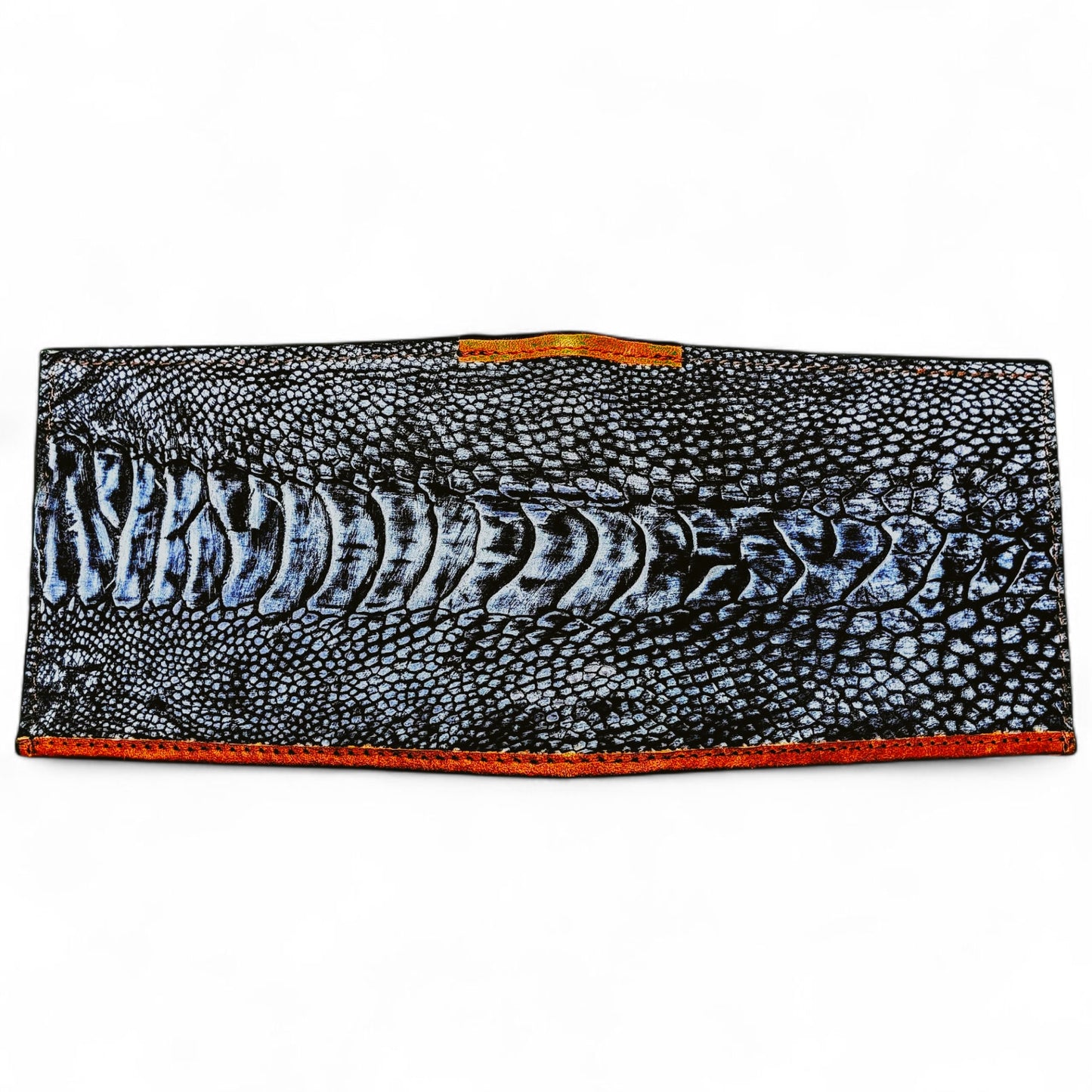 Genuine Ostrich Leg Bifold Wallet – Blue Jean Suede Finish | Handmade by Sobek