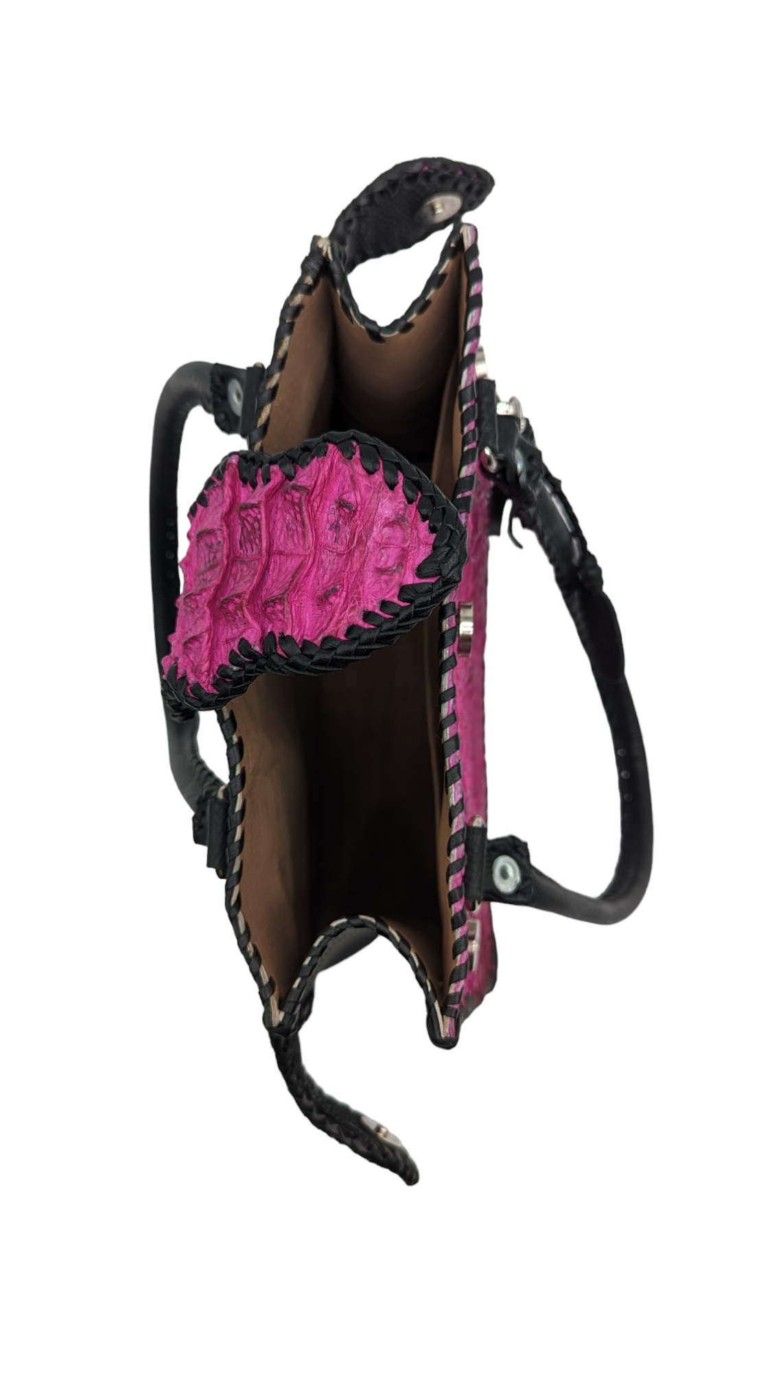 Trifecta Alligator Shoulder Bag in Fuschia