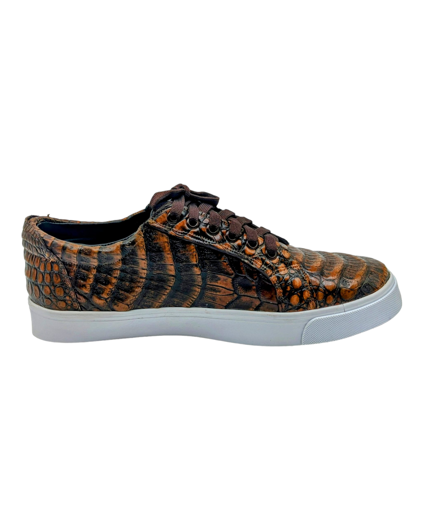 Men's Copper Alligator Luxury Leather Sneakers