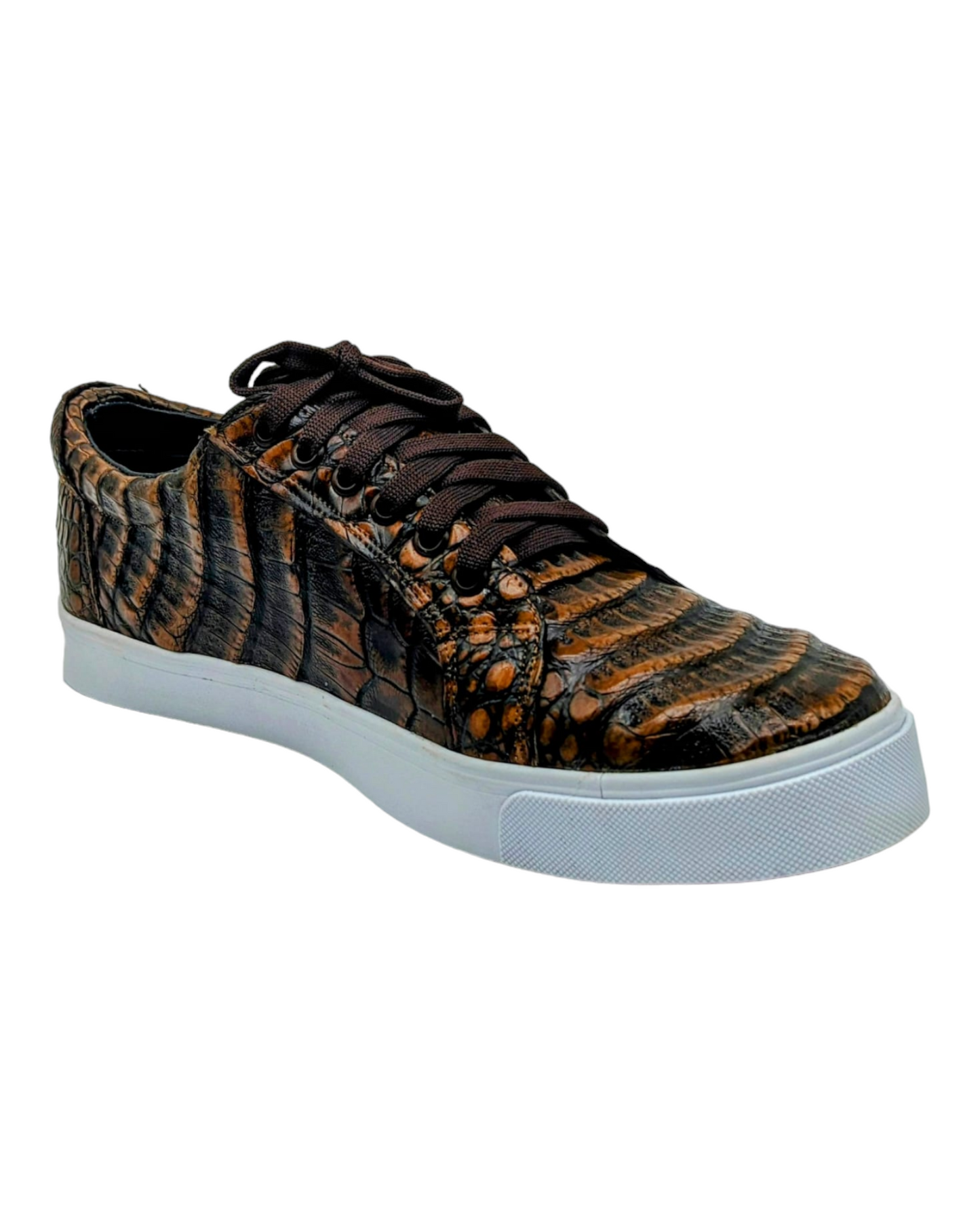 Men's Copper Alligator Luxury Leather Sneakers