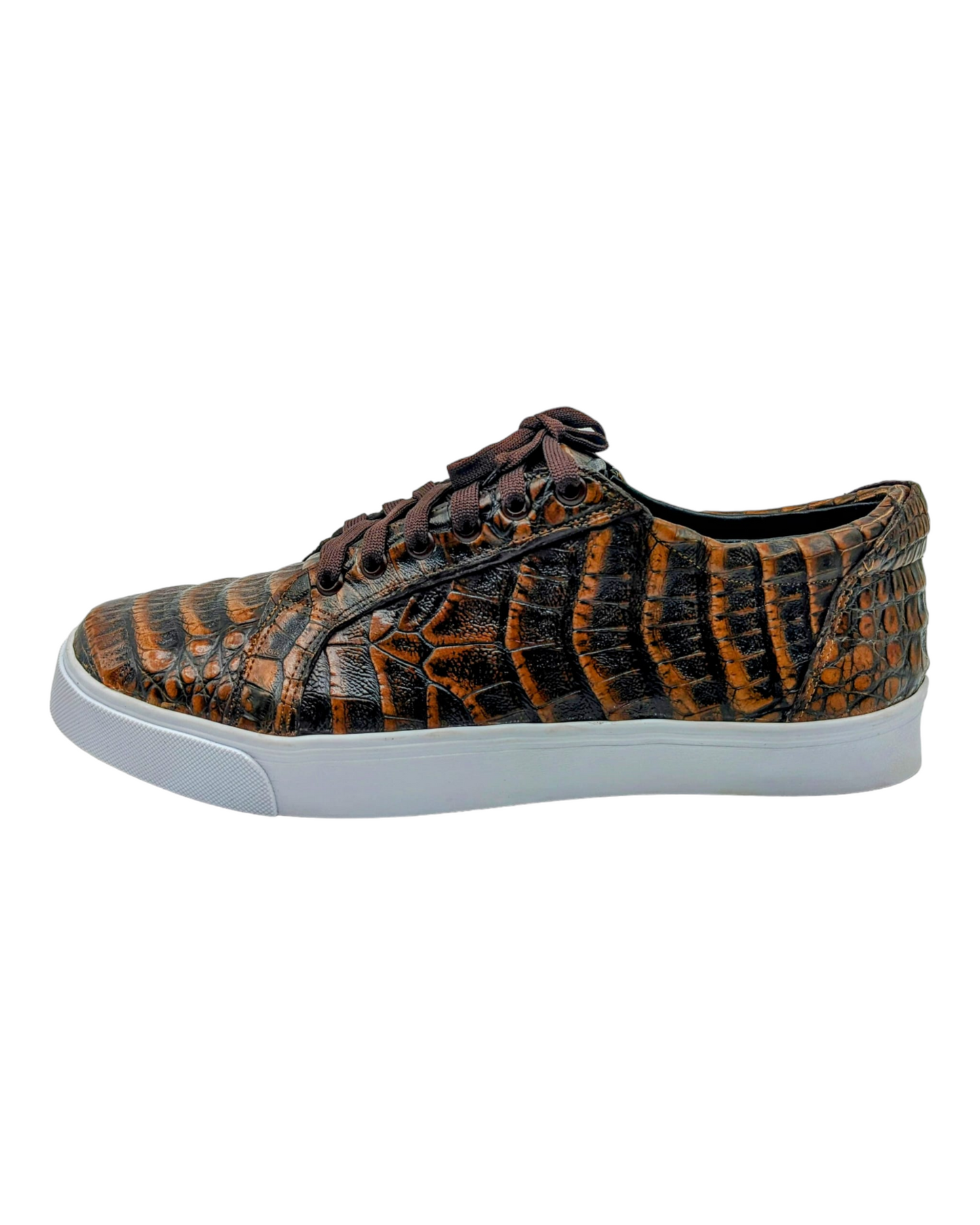 Men's Copper Alligator Luxury Leather Sneakers