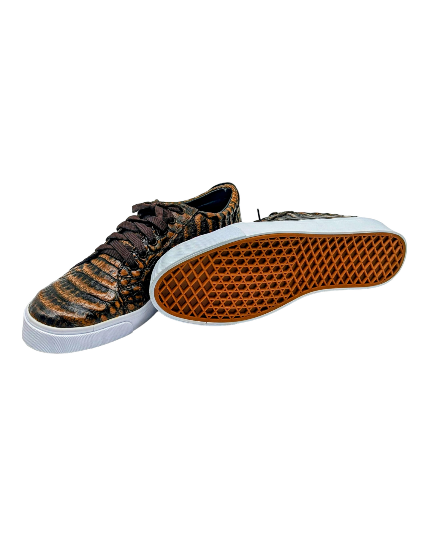 Men's Copper Alligator Luxury Leather Sneakers