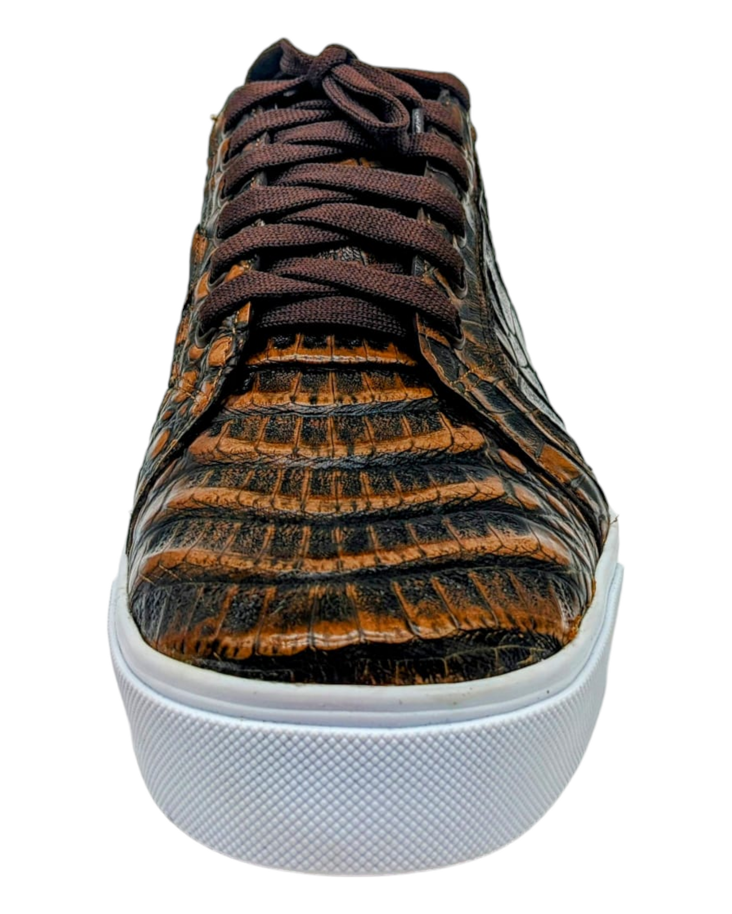 Men's Copper Alligator Luxury Leather Sneakers