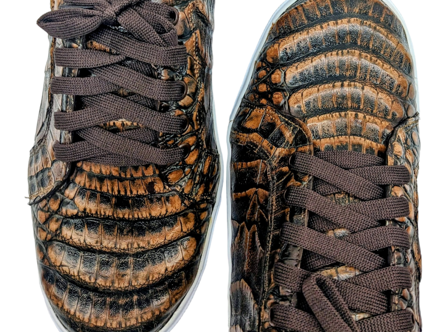 Men's Copper Alligator Luxury Leather Sneakers