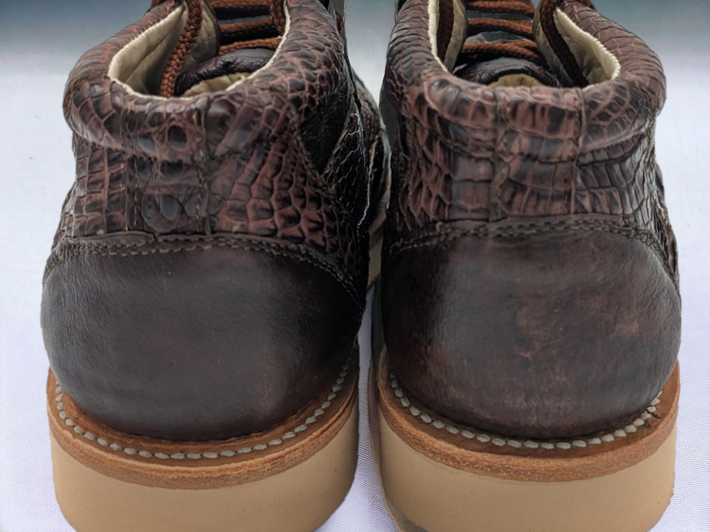 Men’s Coffee Alligator and Ostrich Sneaker Shoes