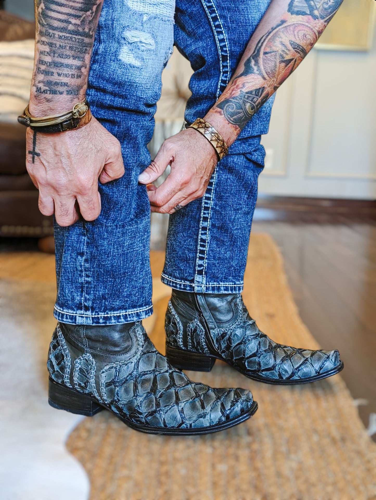 Sobèk's Gunmetal Grey Goodyear Welt Pirarucu Boots