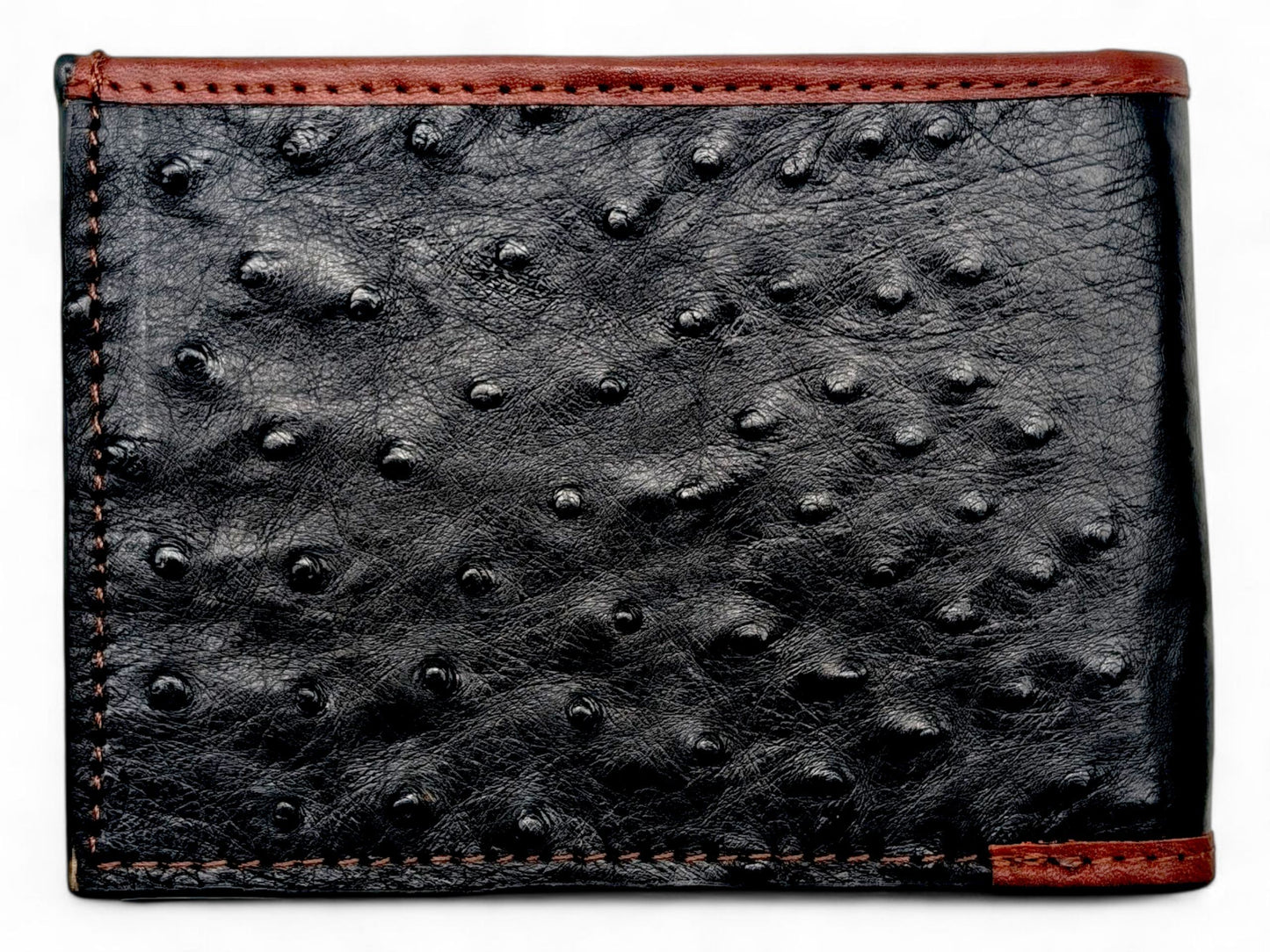 Genuine Ostrich Leather Wallet - Black Ostrich Wallet, Men's Bifold Wallet