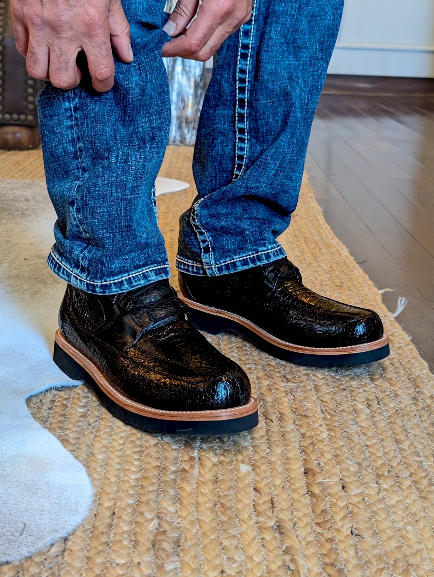Men's Onyx Alligator Leather Goodyear Welt Sneaker Shoes