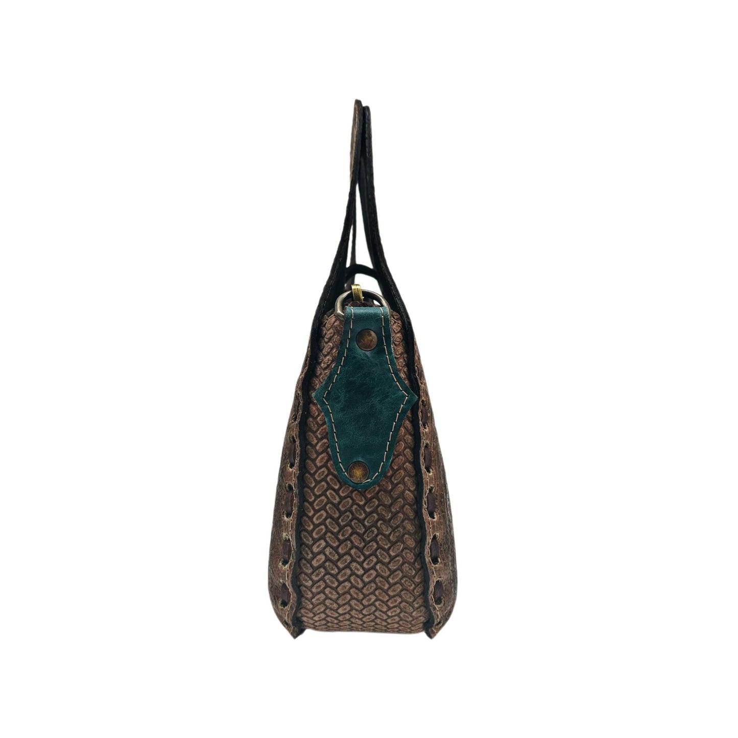 Blossom Floral Tooled Leather Round Top Handle Purse - Sobék