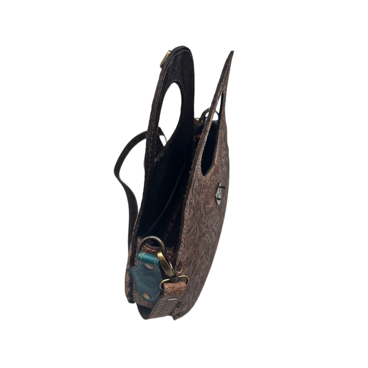 Blossom Floral Tooled Leather Round Top Handle Purse - Sobék