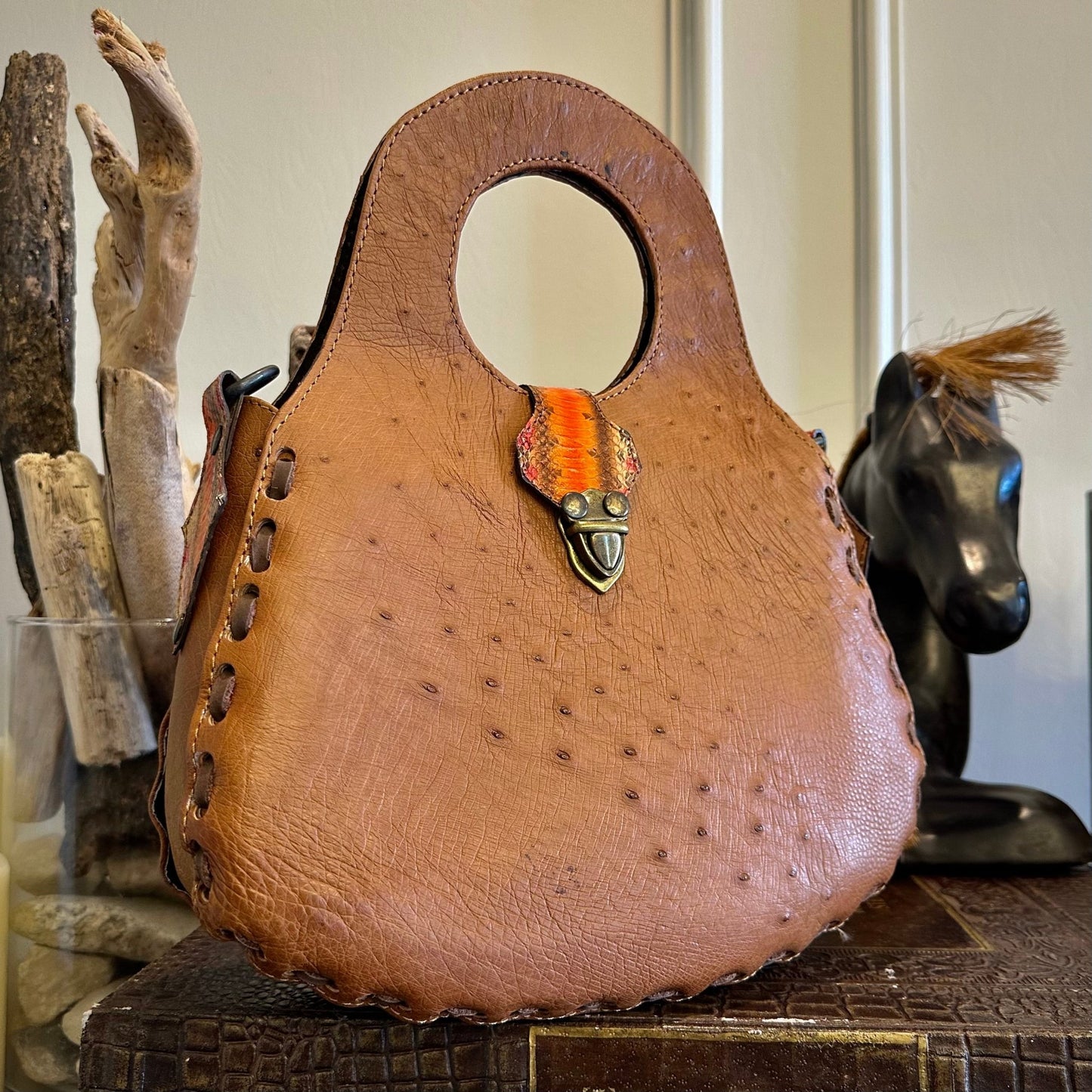Blossom Tote in Burnt Orange Ostrich - Sobék