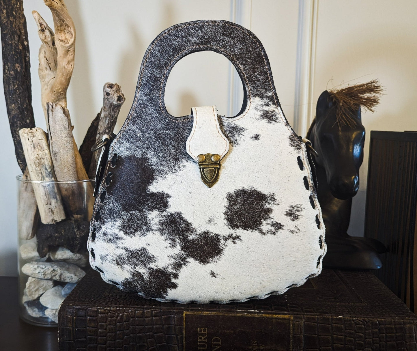 Blossom Tote in Speckled Cowhide and Woven Leather - Sobék