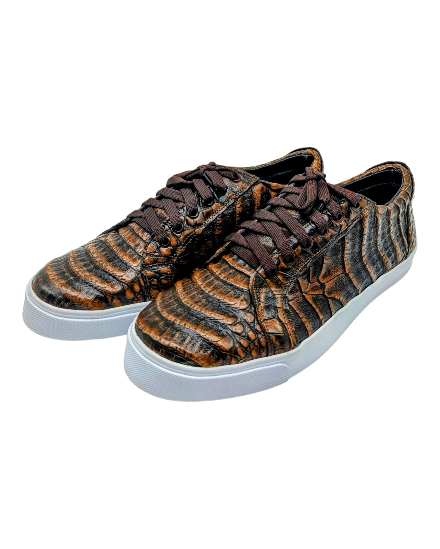 Men's Copper Alligator Luxury Leather Sneakers
