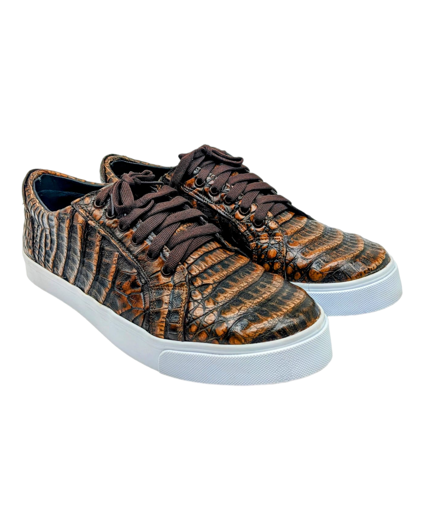 Men's Copper Alligator Luxury Leather Sneakers