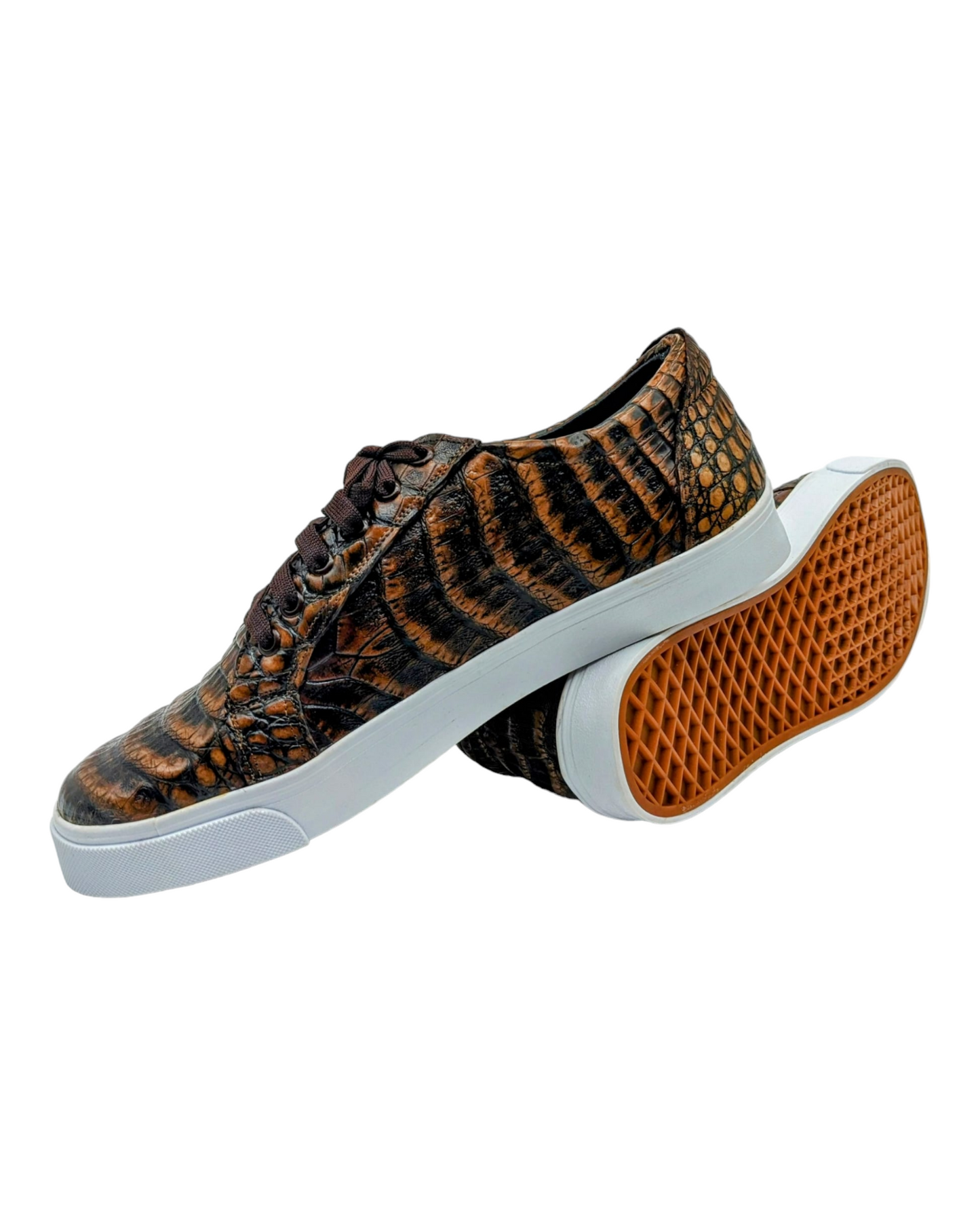 Men's Copper Alligator Luxury Leather Sneakers